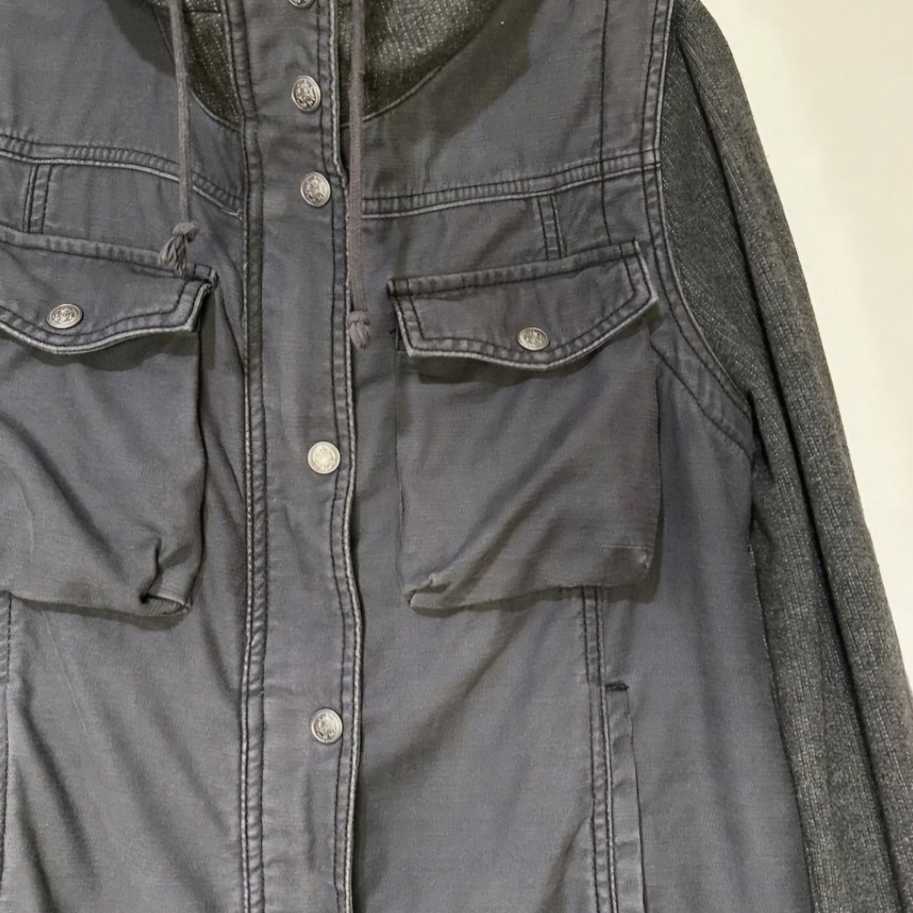 Free People Multi-color Hooded Jacket Zipper Snap Front Size Medium EUC - Picture 4 of 13